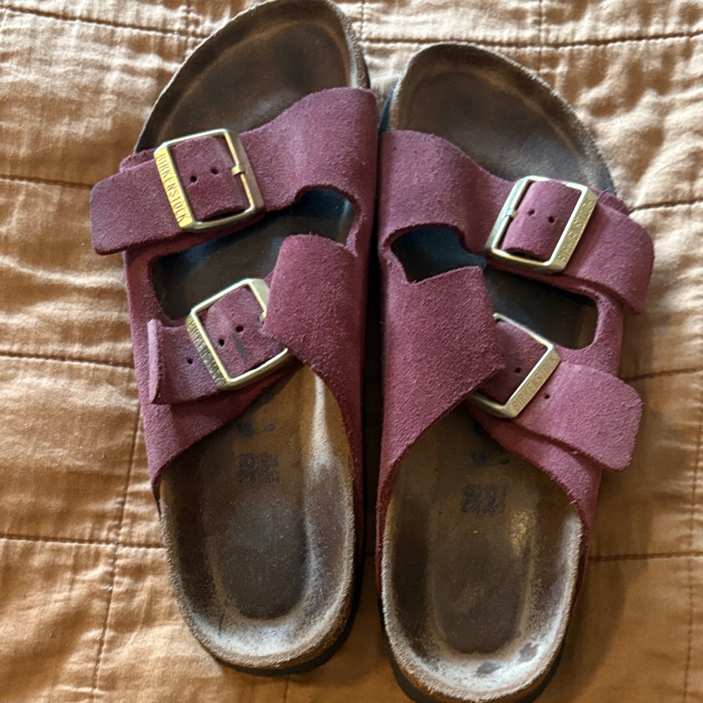 Birkenstock Maroon Suede Sandals